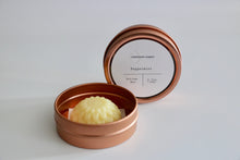 Load image into Gallery viewer, Peppermint mini lotion bar with reusable rose gold tin. Ishtahfeetah Soapery.