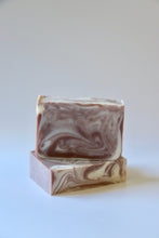 Load image into Gallery viewer, Purple Brazilian clay with white swirls. Handcrafted natural soap. Ishtahfeetah soapery.