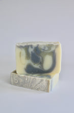 Load image into Gallery viewer, Nordic handcrafted natural soap - swirls of blue indigo and French green clay.
